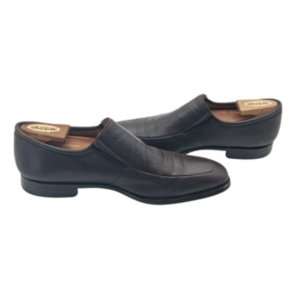 Magnanni Dress Shoes Mens Size 10.5 Dark Brown Leather Slip On Loafers 12655